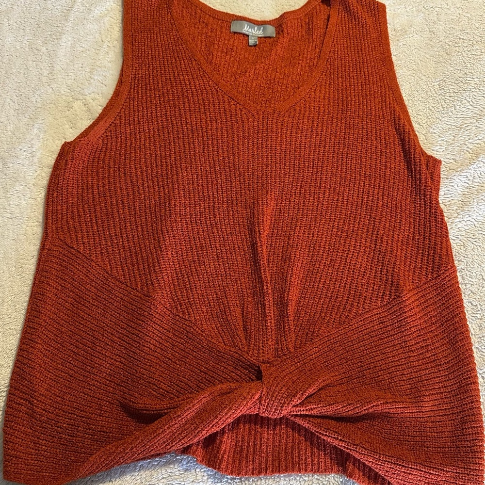 Marled Women's Knit Tank Top in Rust